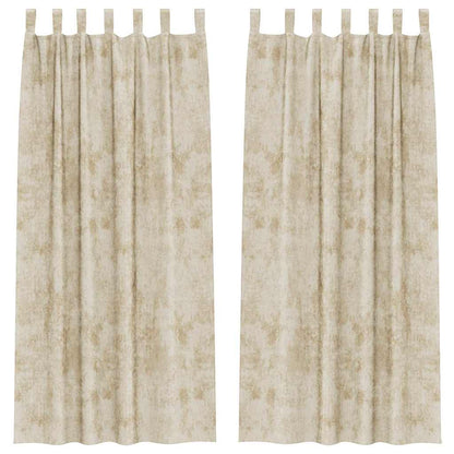 Velvet Curtains with Curtains 2 pcs Cream 225 x 140 cm Velvet