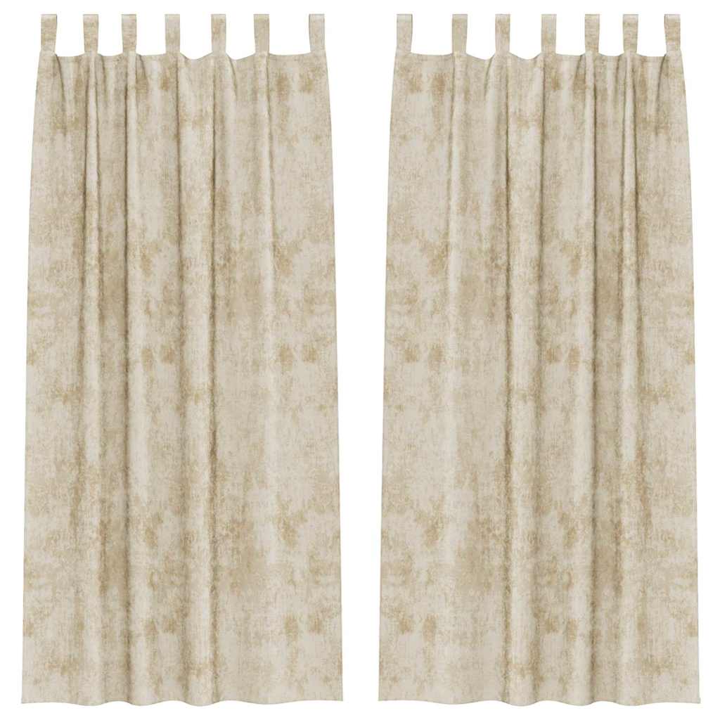 Velvet Curtains with Curtains 2 pcs Cream 245 x 140 cm Velvet