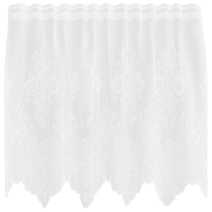 Lace Curtain with Curtains Floral White 80 x 150 cm Polyester