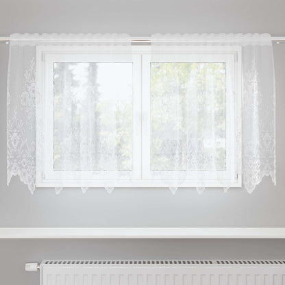 Lace Curtain with Curtains Floral White 120 x 150 cm Polyester