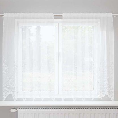 Lace Curtain with Curtains Floral White 180 x 150 cm Polyester