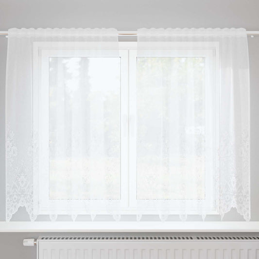 Lace Curtain White 180 x 150 cm Polyester