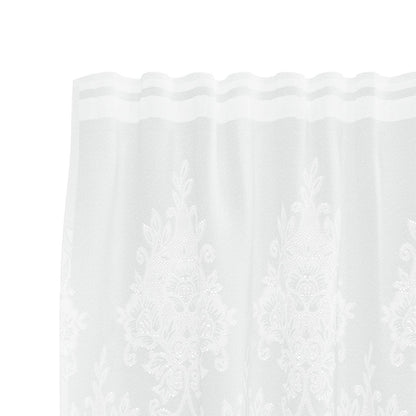 Lace Curtain with Curtains Floral White 200 x 150 cm Polyester