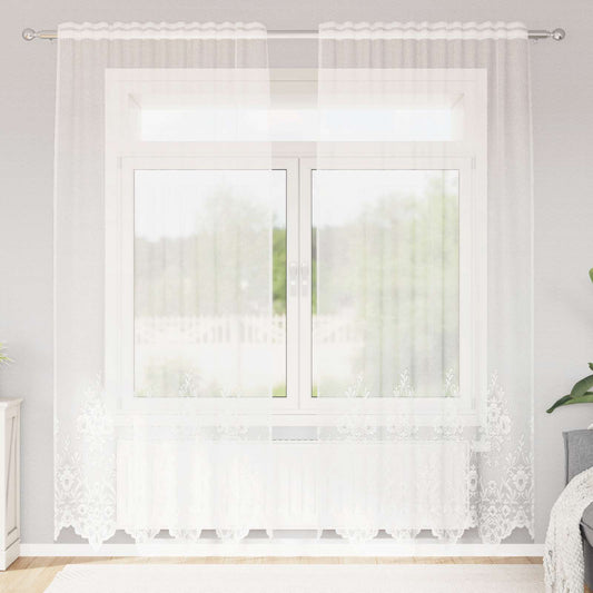 Lace Curtain White 200 x 150 cm Polyester