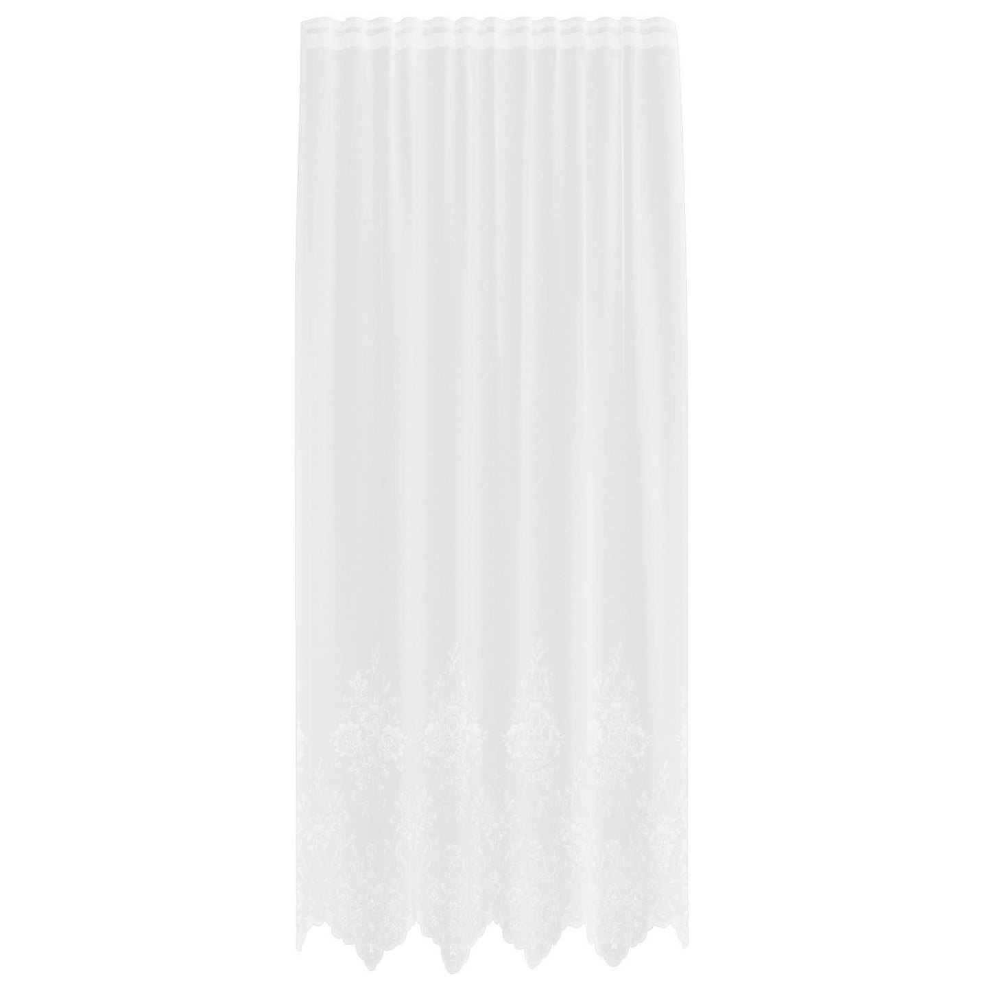 Lace Curtain with Curtains Floral White 200 x 150 cm Polyester