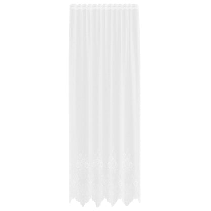 Lace Curtain with Curtains Floral White 260 x 150 cm Polyester