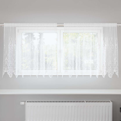 Lace Curtain with Curtains Floral White 80 x 200 cm Polyester