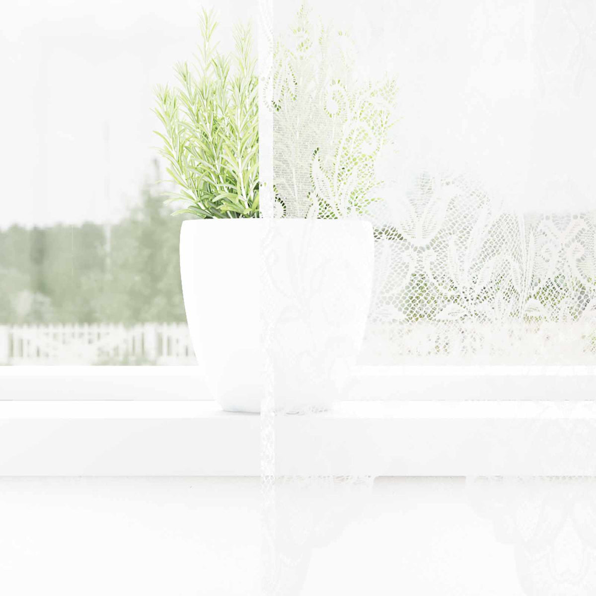 Lace Curtain White 120 x 200 cm Polyester