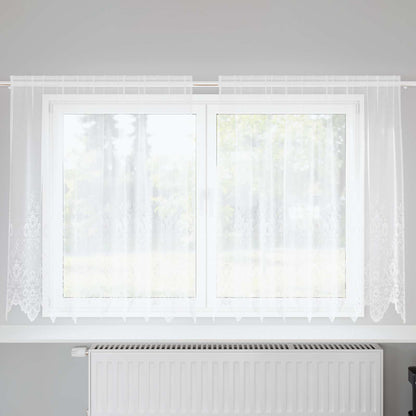 Lace Curtain with Curtains Floral White 140 x 200 cm Polyester