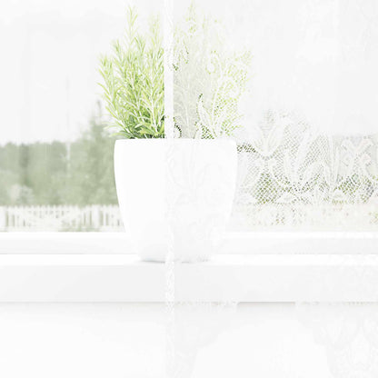 Lace Curtain with Curtains Floral White 160 x 200 cm Polyester