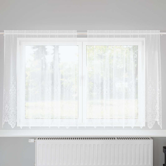 Lace Curtain White 160 x 200 cm Polyester