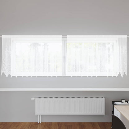 Lace Curtain with Curtains Floral White 120 x 300 cm Polyester