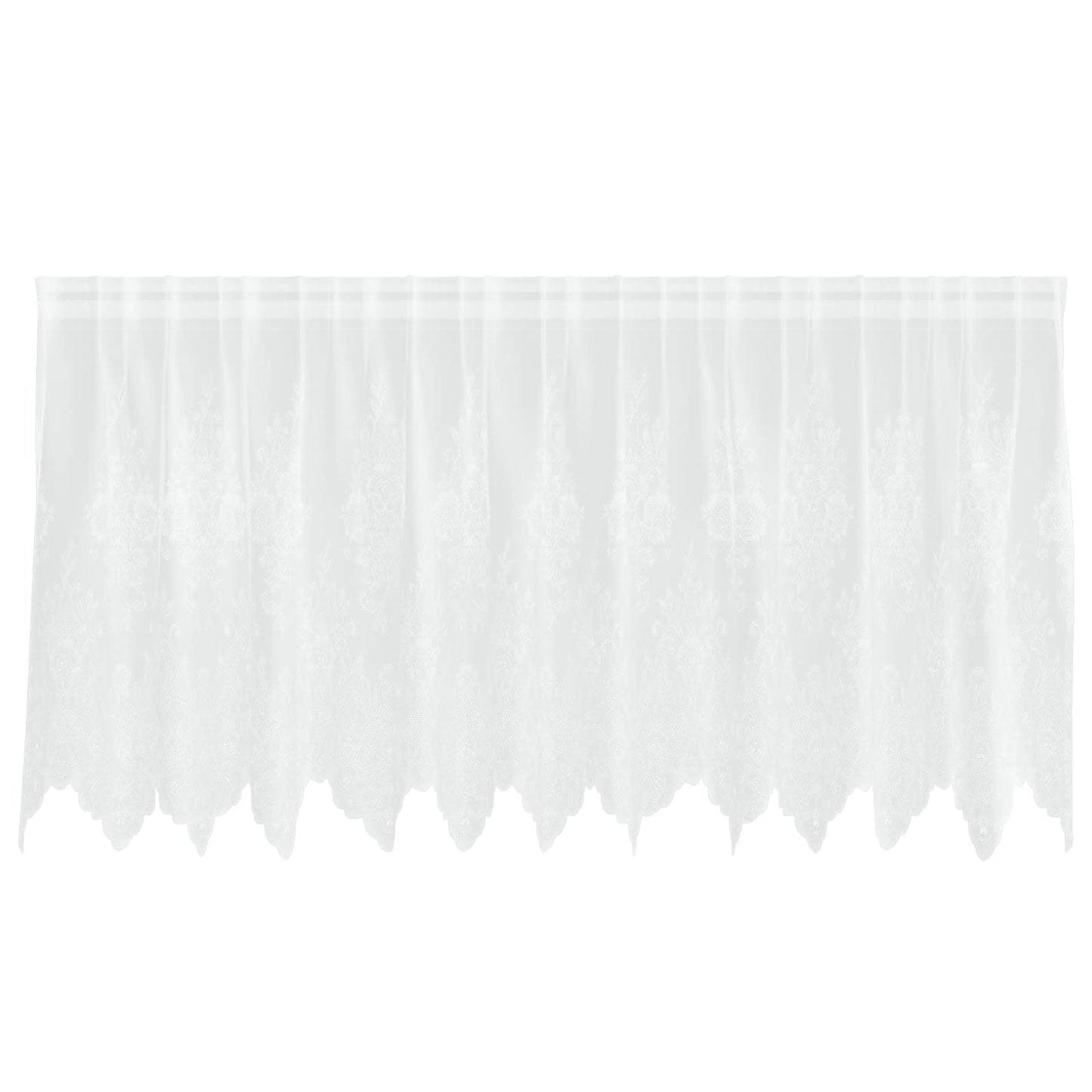 Lace Curtain with Curtains Floral White 120 x 300 cm Polyester