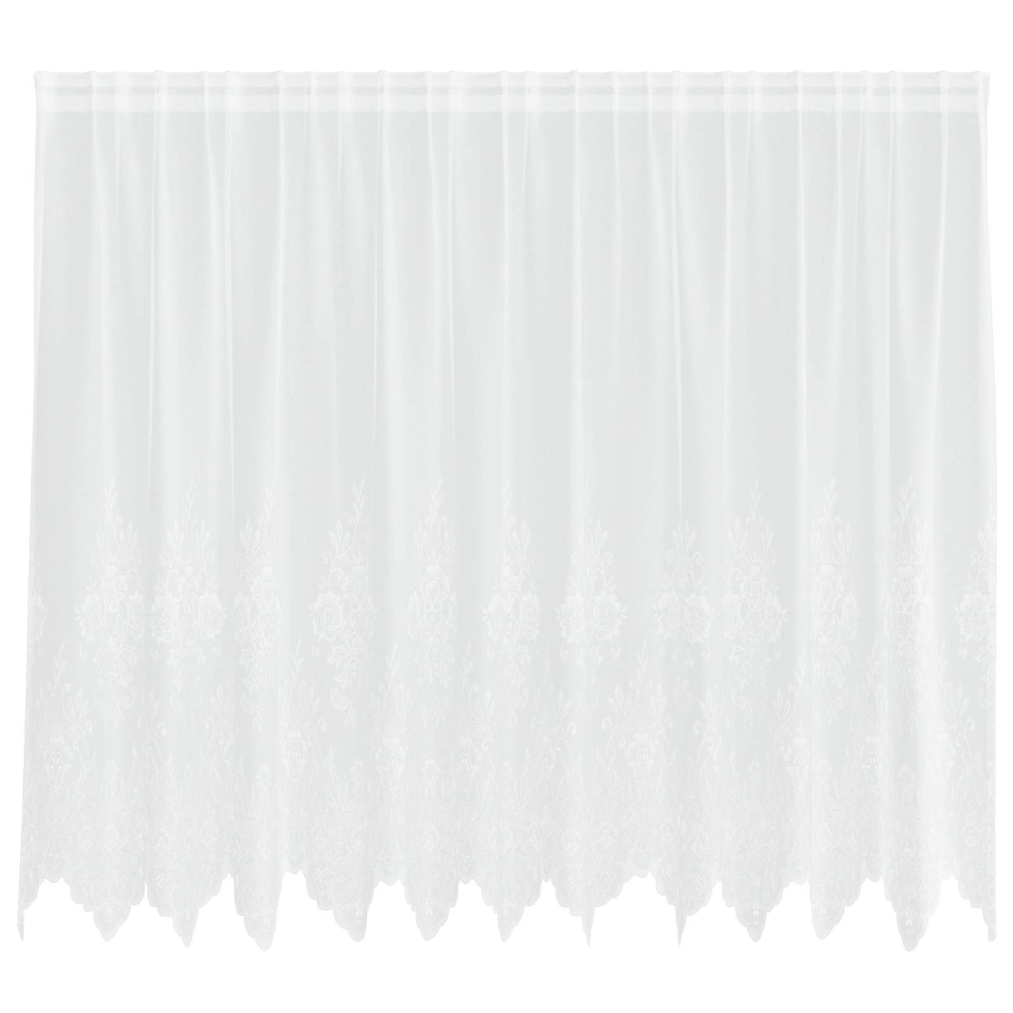 Lace Curtain with Curtains Floral White 140 x 300 cm Polyester