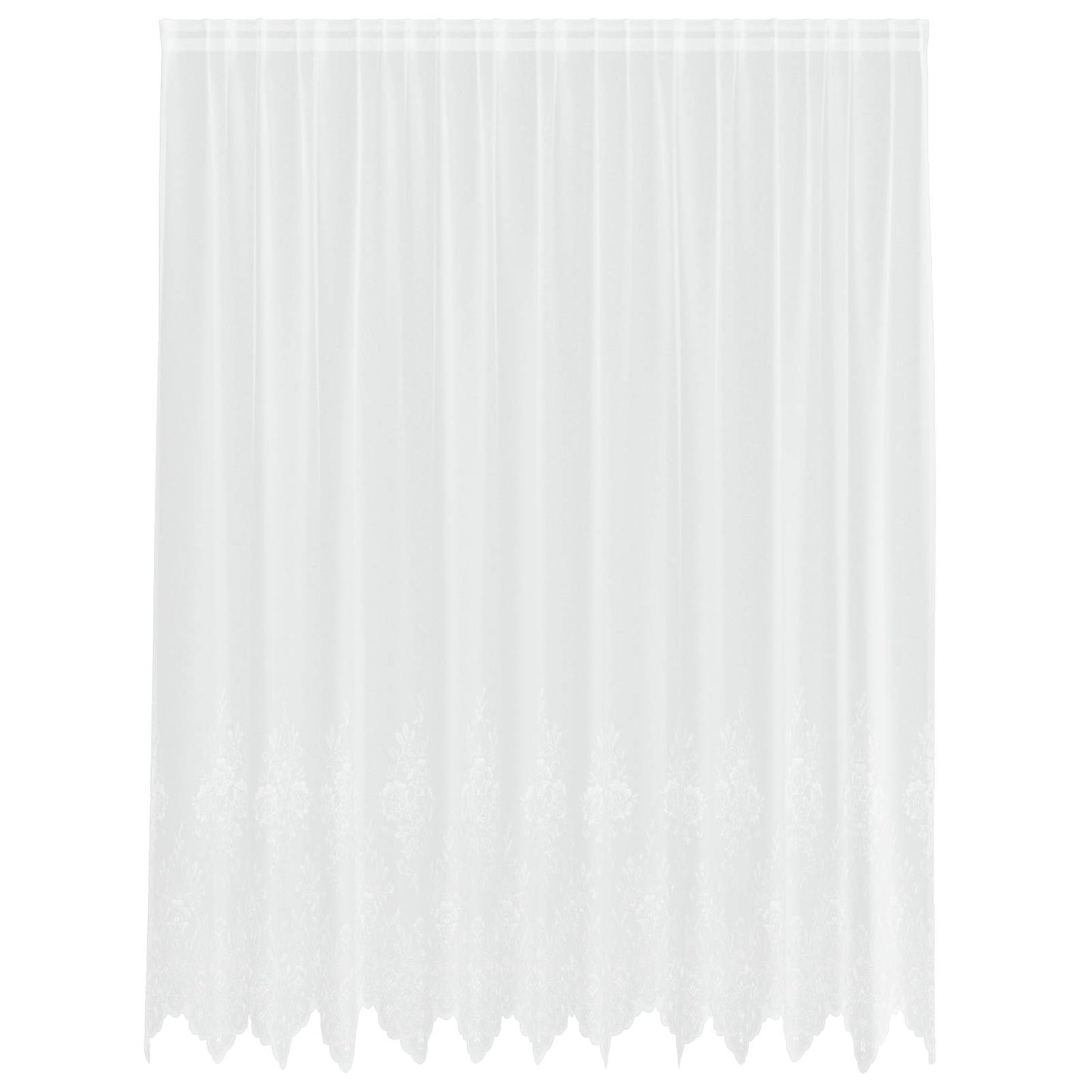 Lace Curtain with Curtains Floral White 220 x 300 cm Polyester