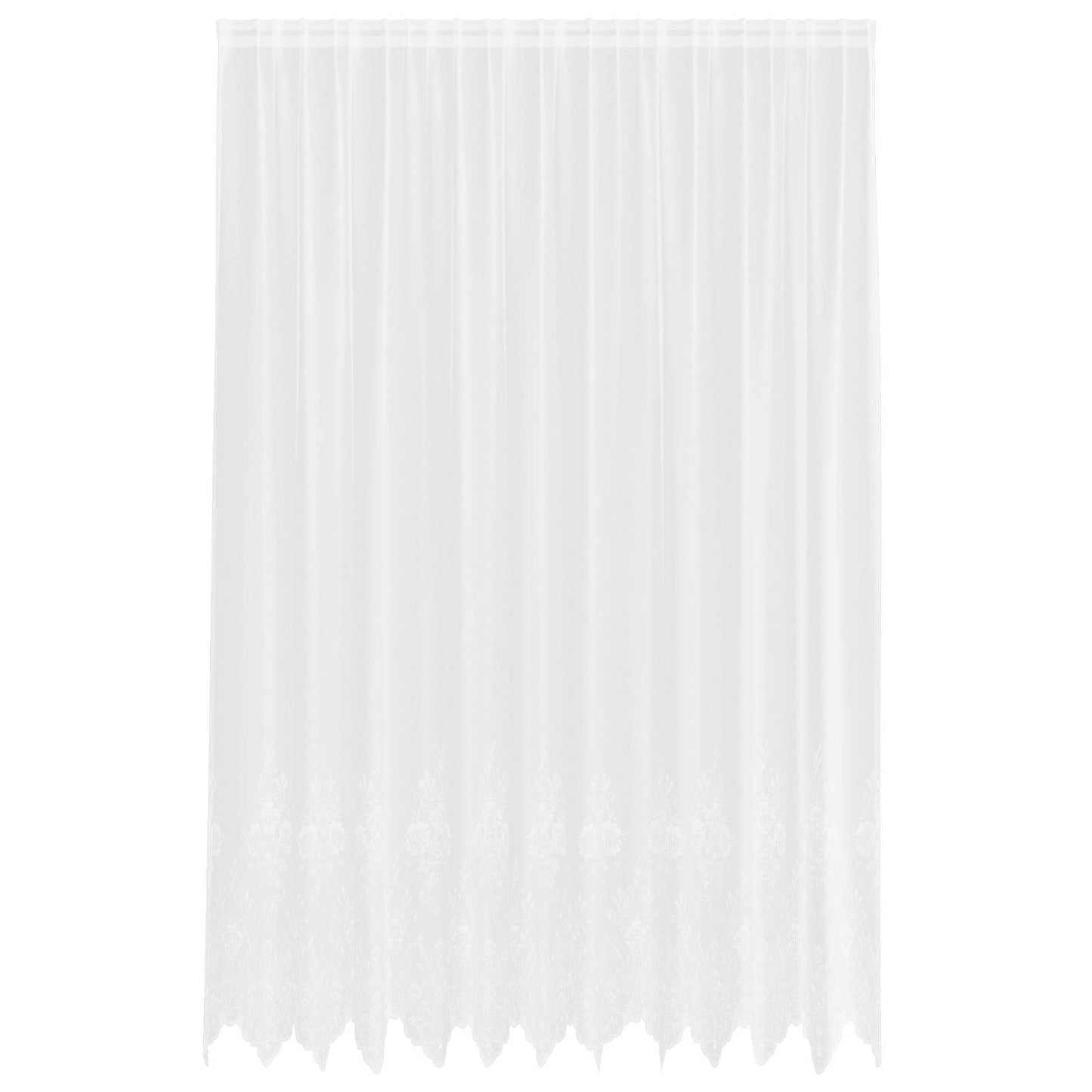 Lace Curtain with Curtains Floral White 300 x 300 cm Polyester