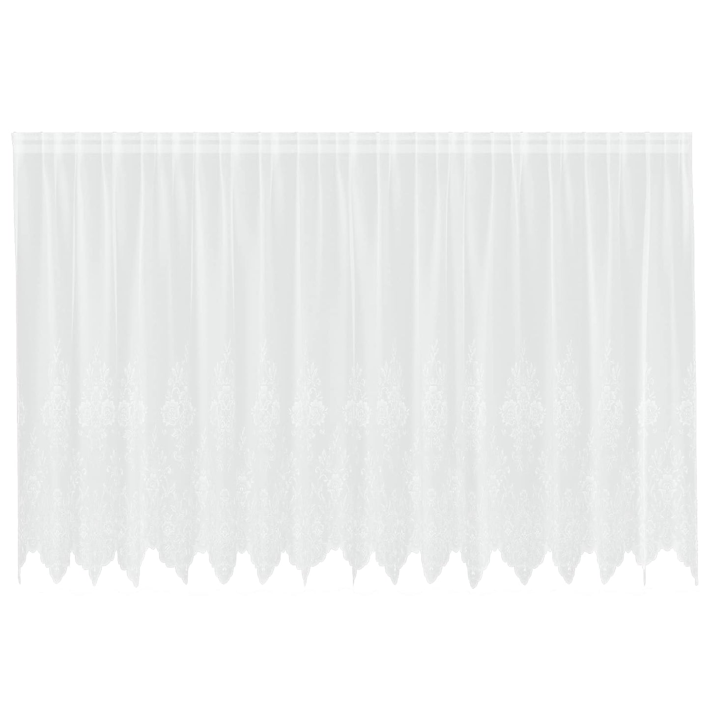 Lace Curtain with Curtains Floral White 180 x 400 cm Polyester