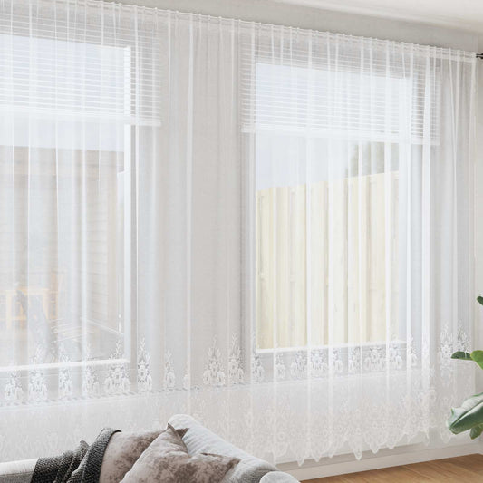 Lace Curtain White 280 x 500 cm Polyester