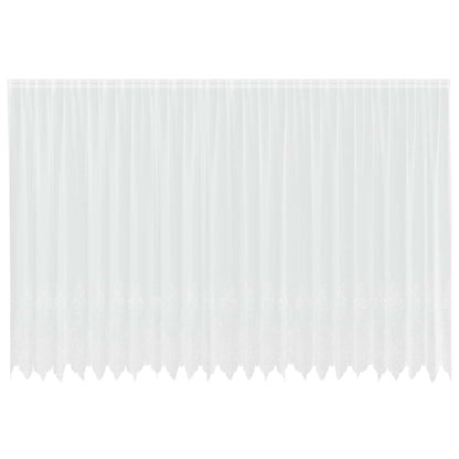 Lace Curtain with Curtains Floral White 200 x 600 cm Polyester
