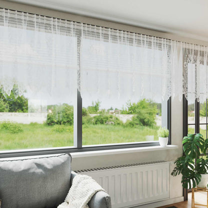Lace Curtain with Curtains Floral White 120 x 750 cm Polyester