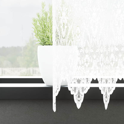 Lace Curtain with Curtains Floral White 160 x 900 cm Polyester