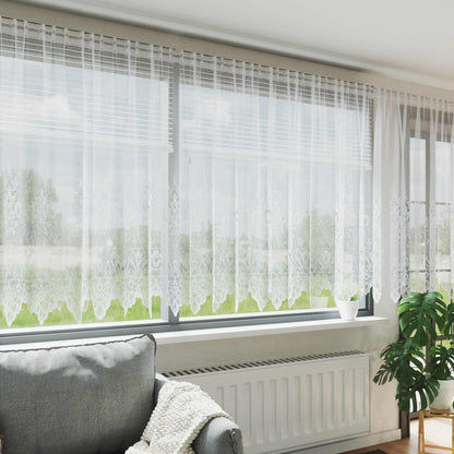 Lace Curtain with Curtains Floral White 160 x 900 cm Polyester
