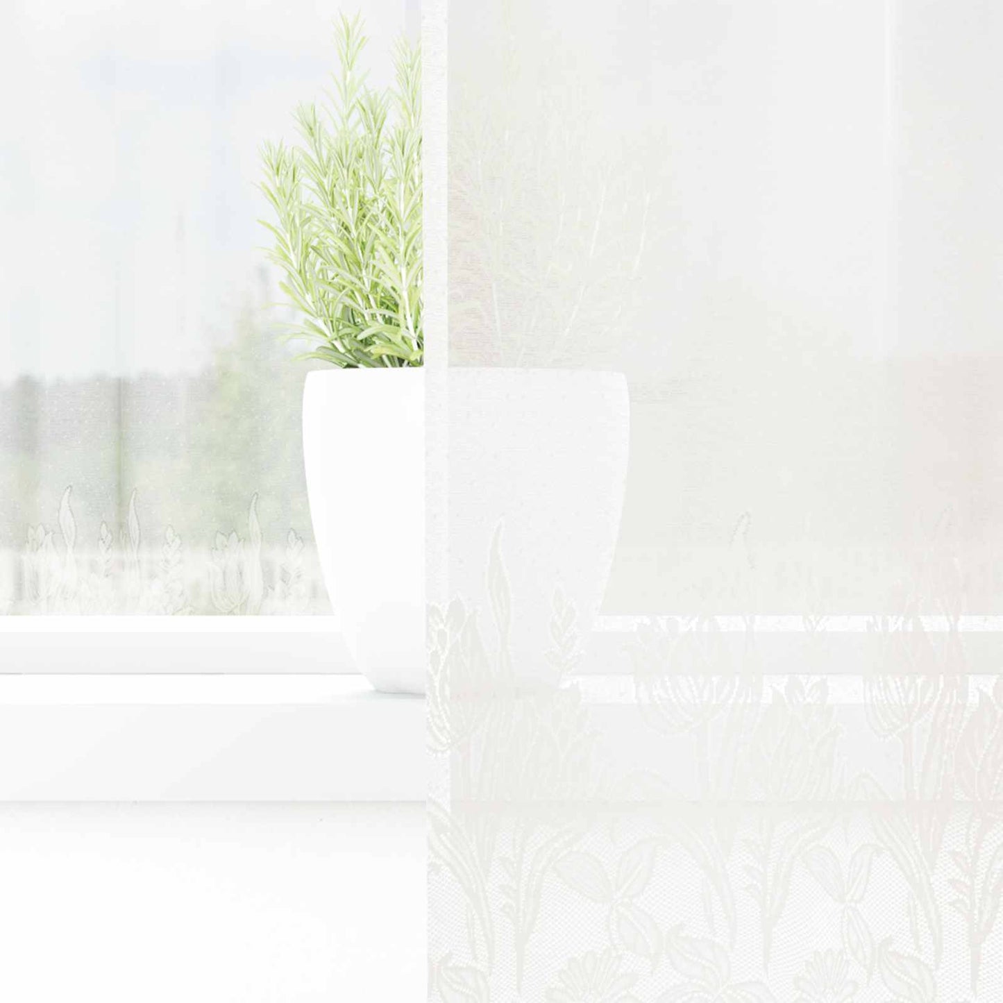 Lace Curtain with Curtains Floral White 80 x 150 cm Polyester
