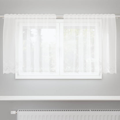 Lace Curtain with Curtains Floral White 100 x 150 cm Polyester