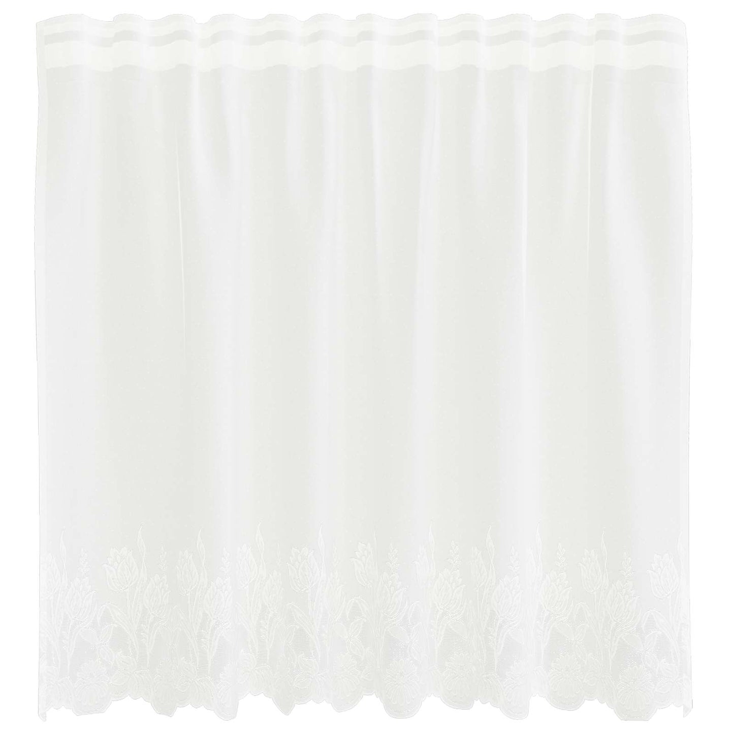 Lace Curtain with Curtains Floral White 100 x 150 cm Polyester