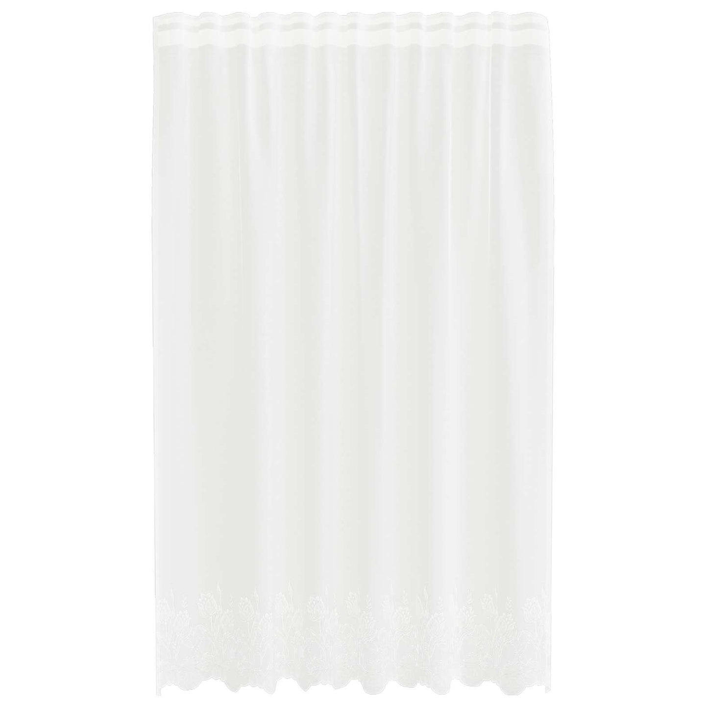 Lace Curtain with Curtains Floral White 240 x 150 cm Polyester