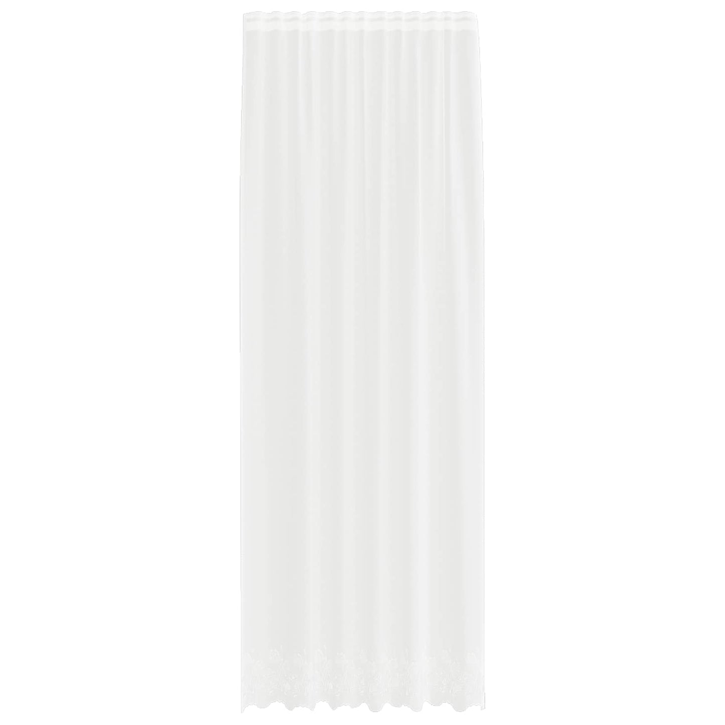 Lace Curtain with Curtains Floral White 300 x 150 cm Polyester
