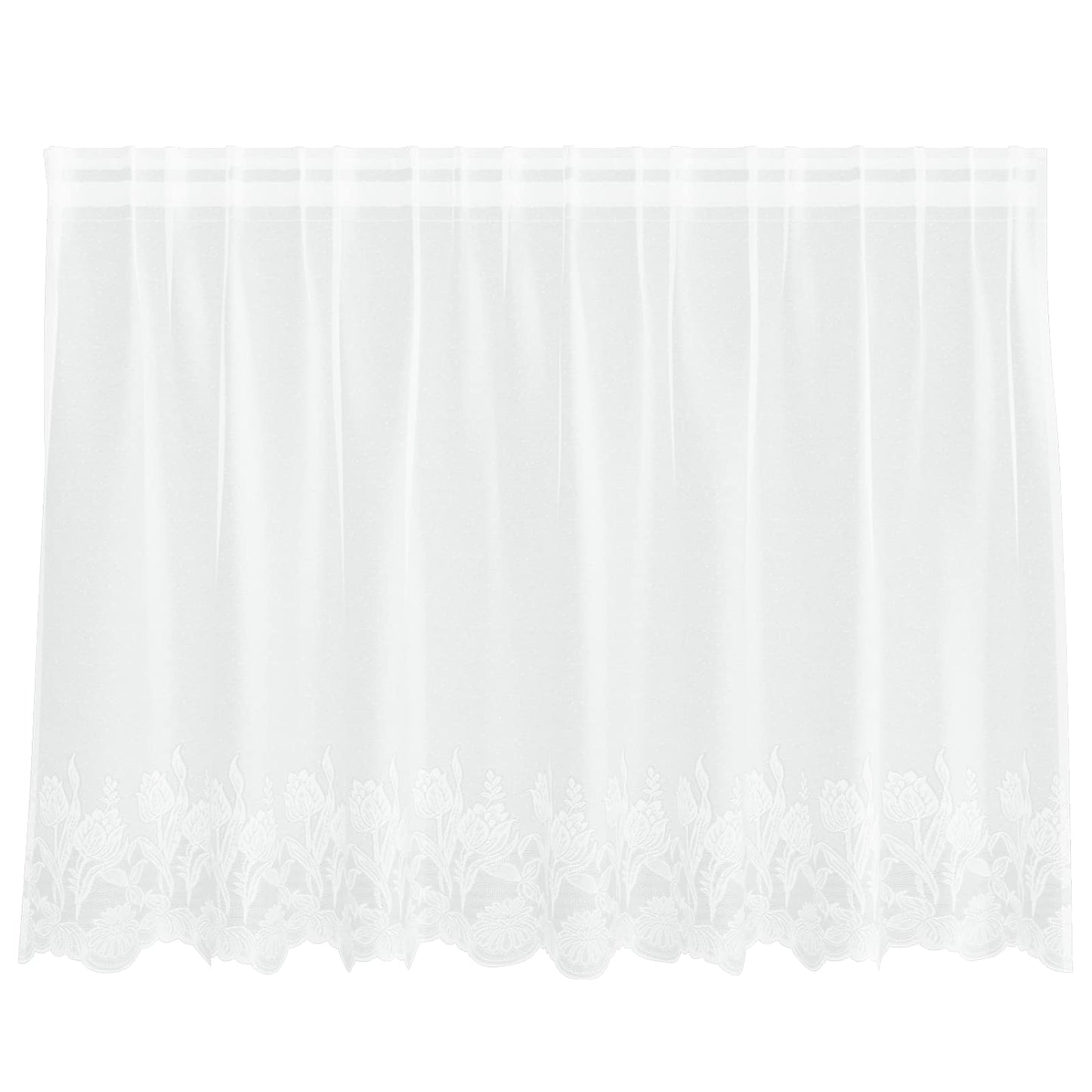 Lace Curtain with Curtains Floral White 80 x 200 cm Polyester
