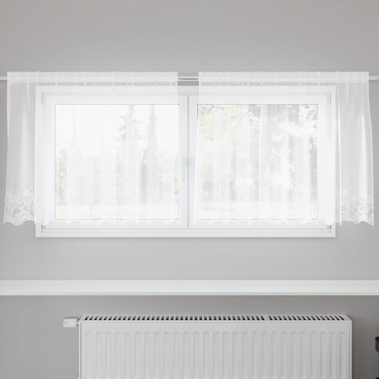Lace Curtain White 100 x 200 cm Polyester