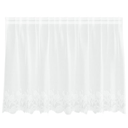 Lace Curtain with Curtains Floral White 100 x 200 cm Polyester