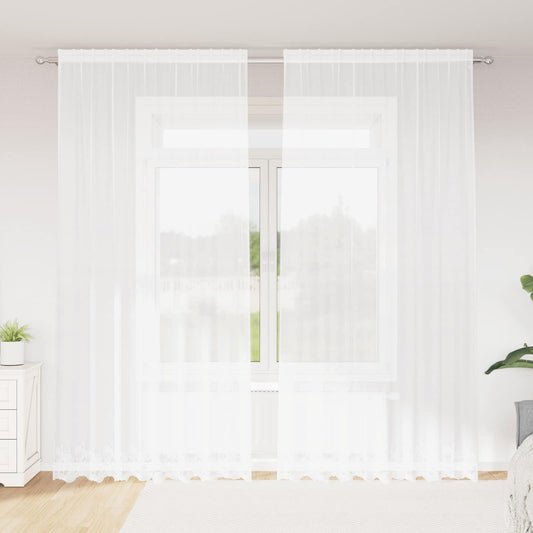 Lace Curtain White 280 x 200 cm Polyester