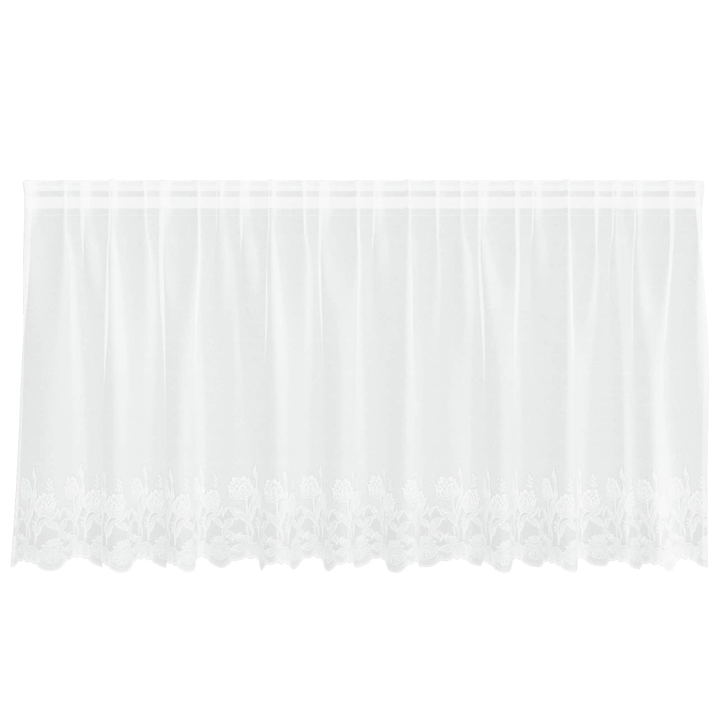 Lace Curtain with Curtains Floral White 80 x 300 cm Polyester