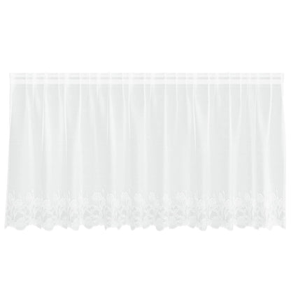 Lace Curtain with Curtains Floral White 100 x 300 cm Polyester