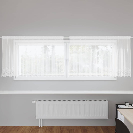 Lace Curtain White 120 x 300 cm Polyester
