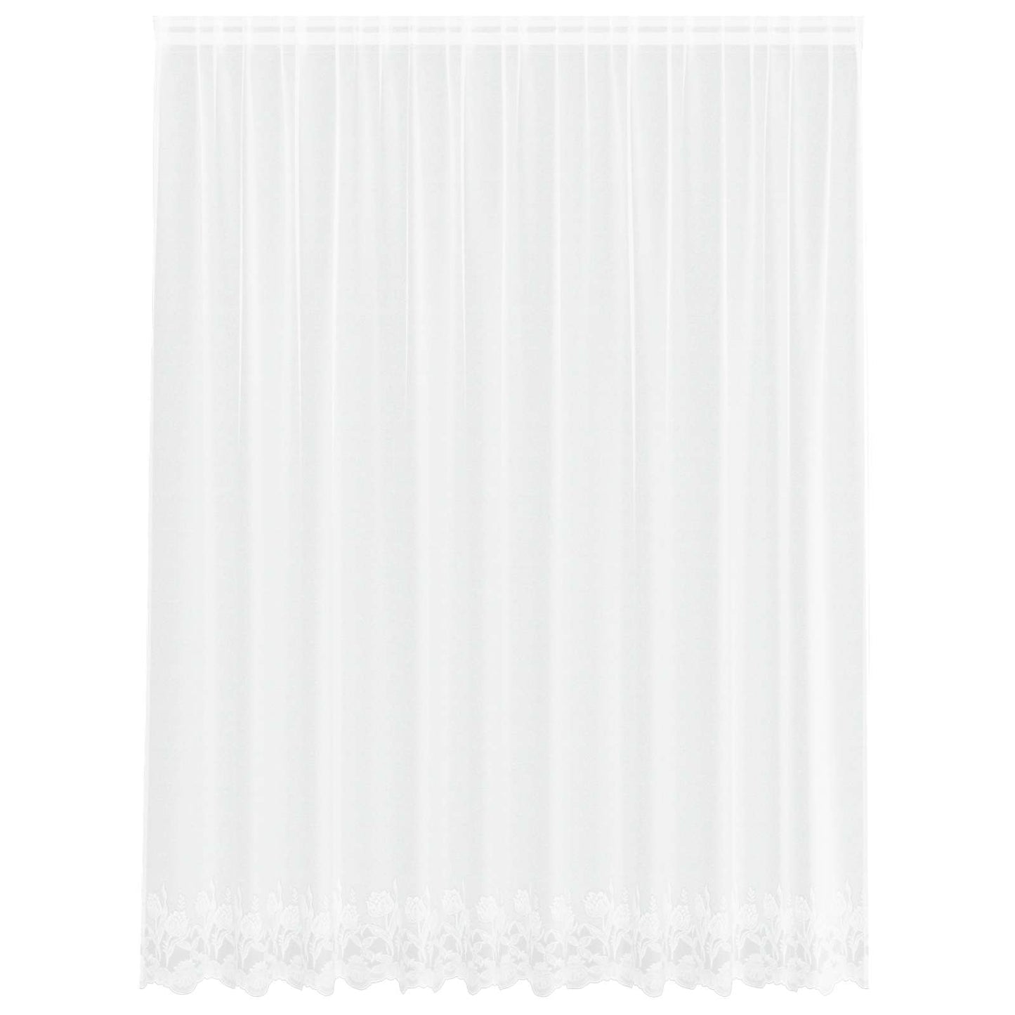 Lace Curtain with Curtains Floral White 220 x 300 cm Polyester