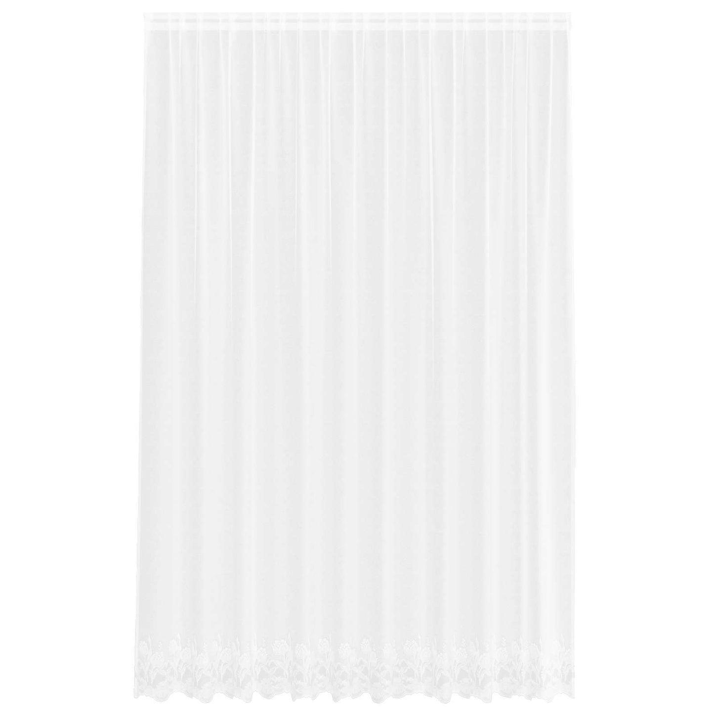 Lace Curtain with Curtains Floral White 300 x 300 cm Polyester