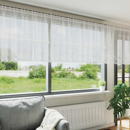 Lace Curtain with Curtains Floral White 80 x 400 cm Polyester