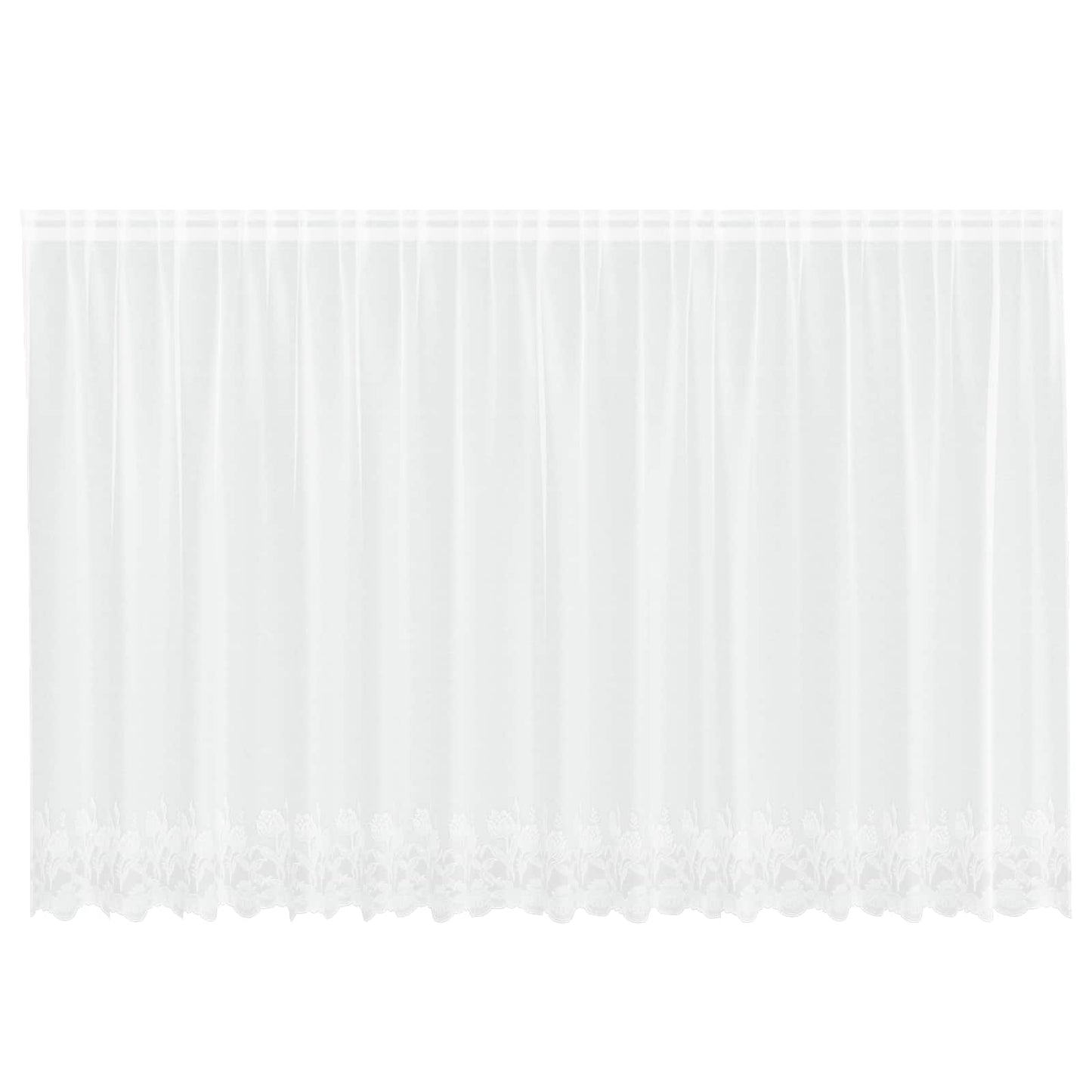 Lace Curtain with Curtains Floral White 180 x 400 cm Polyester
