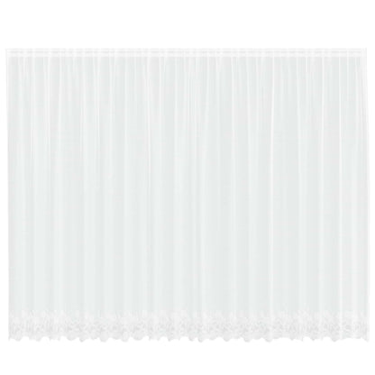 Lace Curtain with Curtains Floral White 200 x 500 cm Polyester