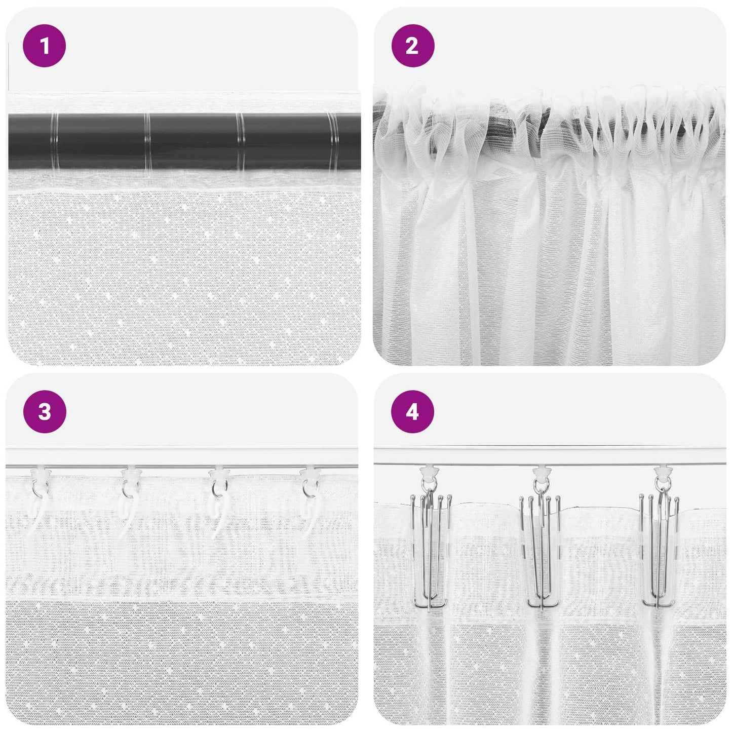Lace Curtain with Curtains Floral White 245 x 500 cm Polyester