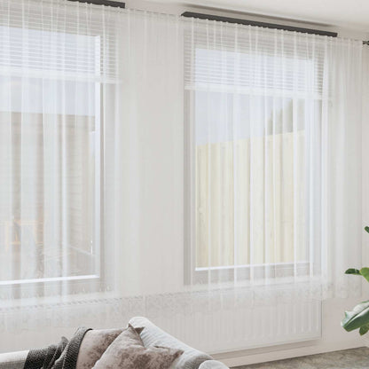 Lace Curtain with Curtains Floral White 260 x 900 cm Polyester