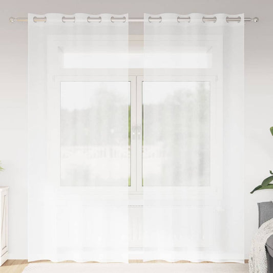 Voile Curtain 2 pcs White 225 x 140 cm Polyester