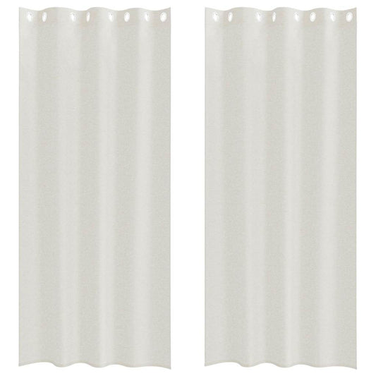 Voile Curtain 2 pcs Cream 225 x 140 cm Polyester