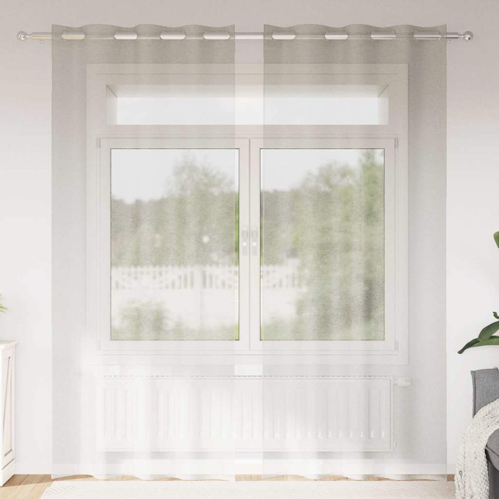 Voile Curtain with Curtains 2 pcs Cream 245 x 140 cm Polyester