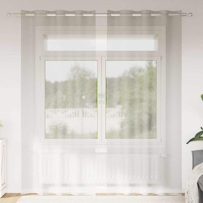 Voile Curtain with Curtains 2 pcs Cream 245 x 140 cm Polyester