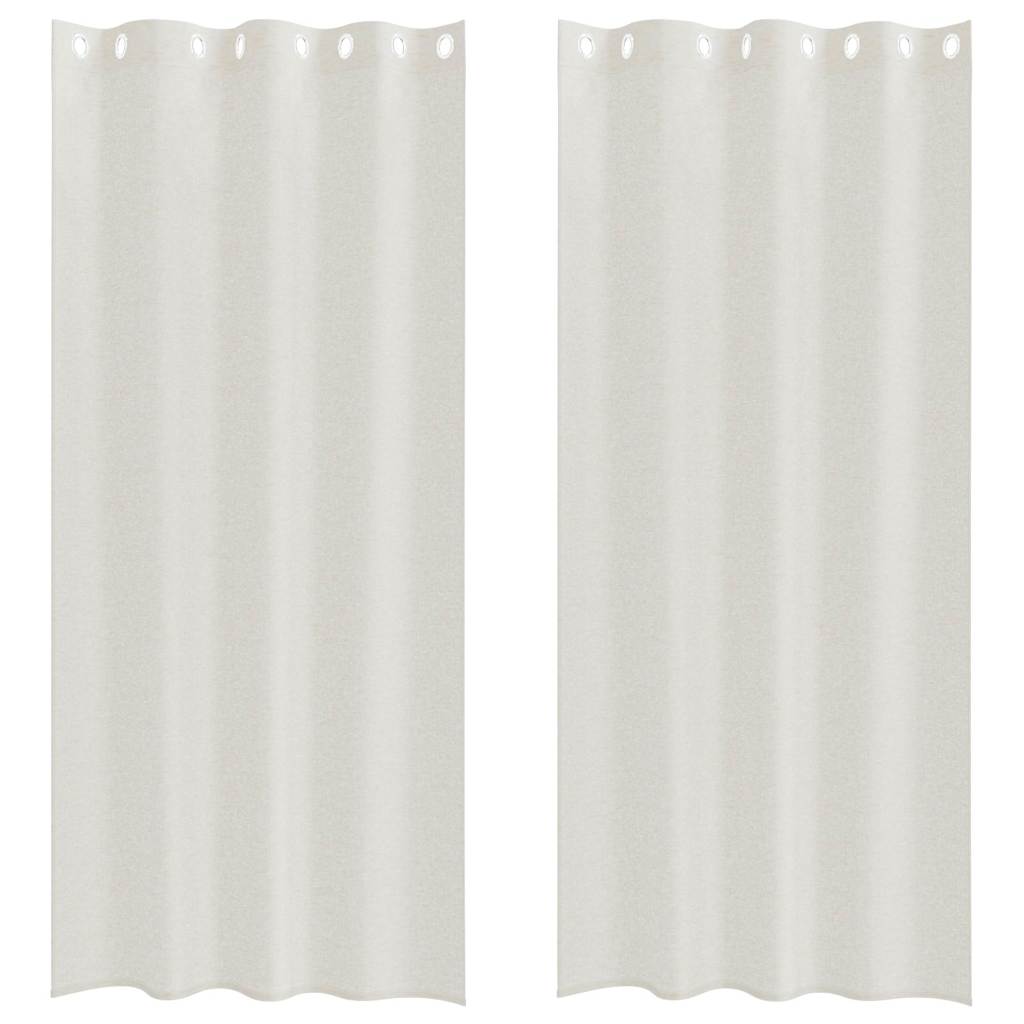 Voile Curtain with Curtains 2 pcs Cream 260 x 140 cm Polyester